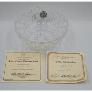 Vintage‎ Lenox Fine Crystal Diamond Bowl With Sticker Czech